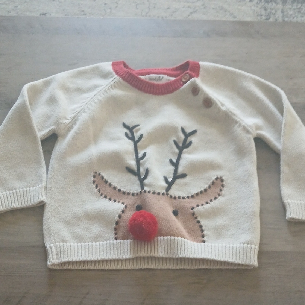 Mud Pie Cream and Red Reindeer Sweater